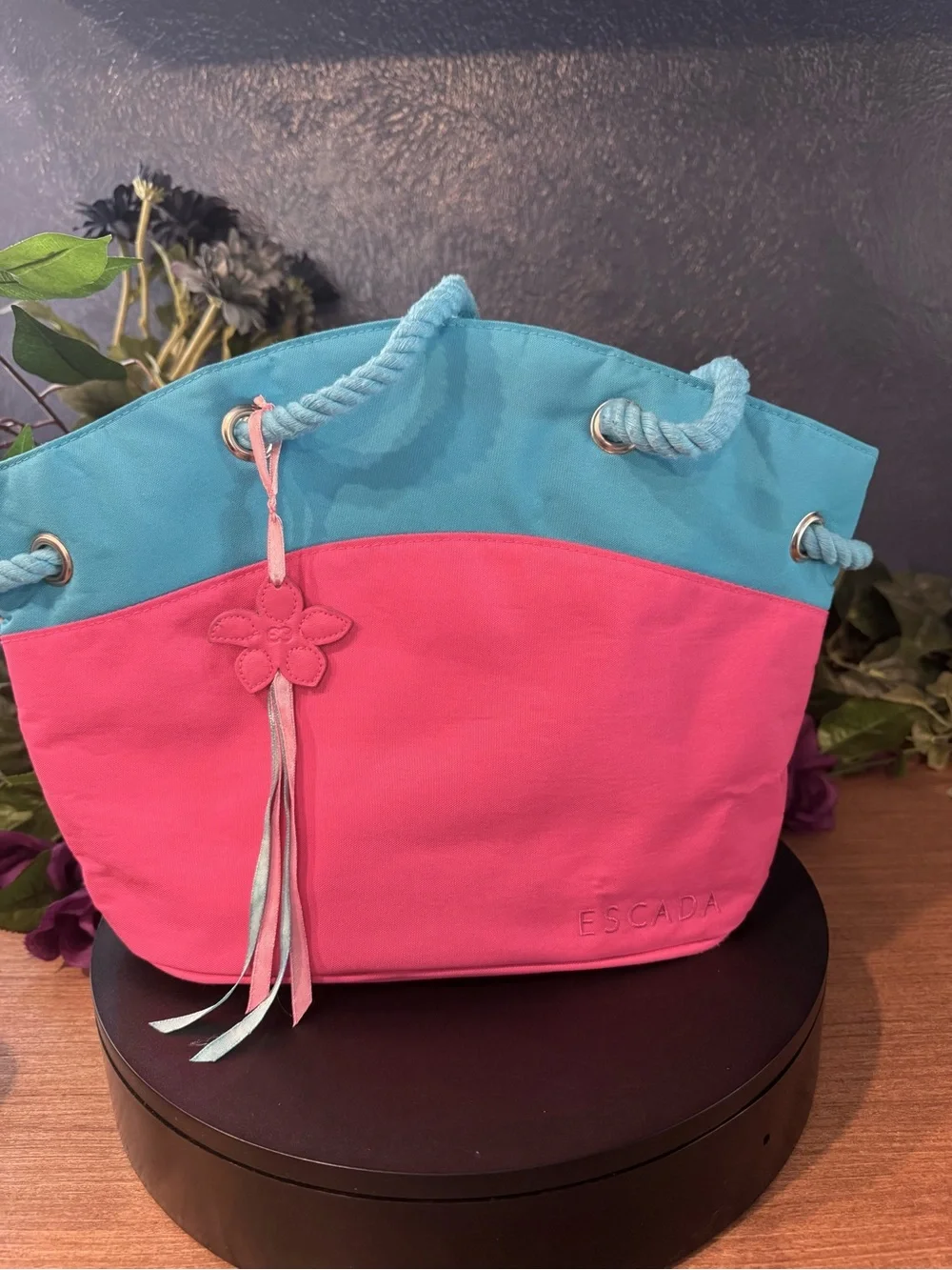 Escada Vintage Ltd Edition Canvas Tote Pacific Paradise Beach Tote Bag